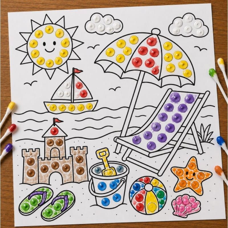 Easy Summer Beach Dot Painting Craft for Kids