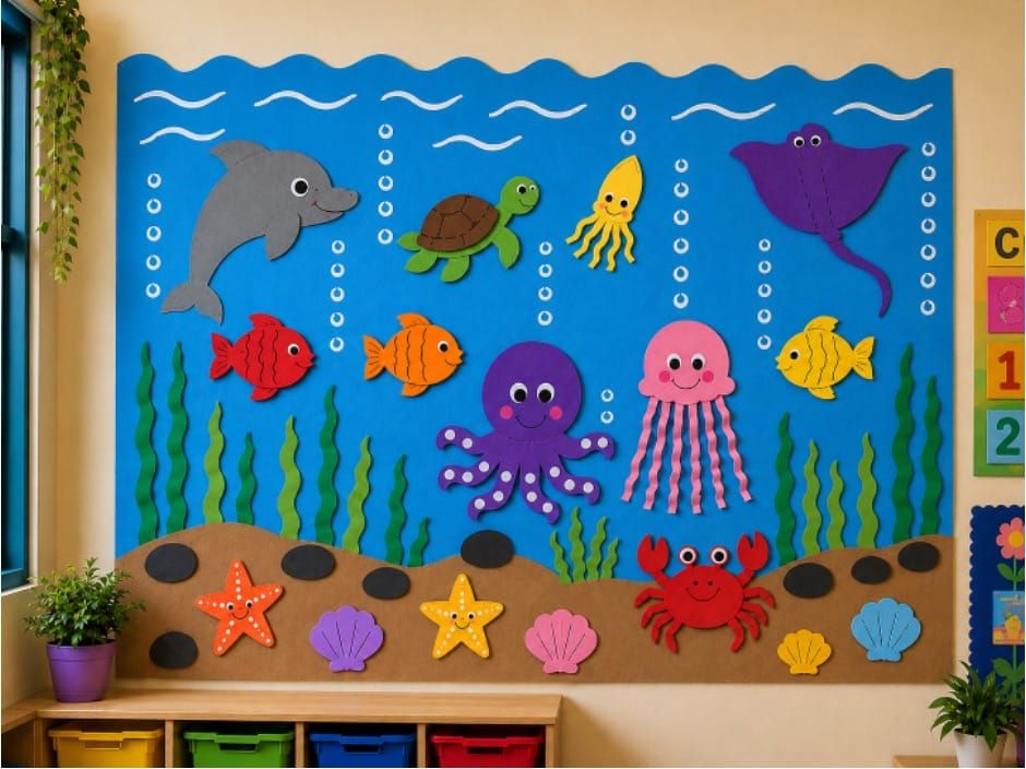 Easy Ocean Classroom Wall Display for Kids