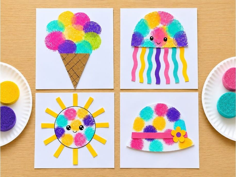 Easy Sponge Painting Summer Crafts for Kids