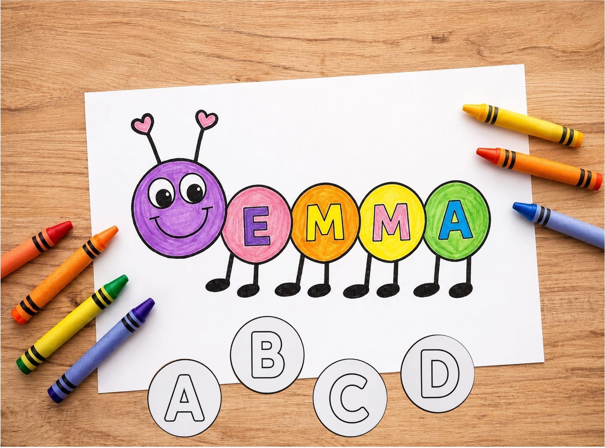 Easy Caterpillar Name Craft for Kids