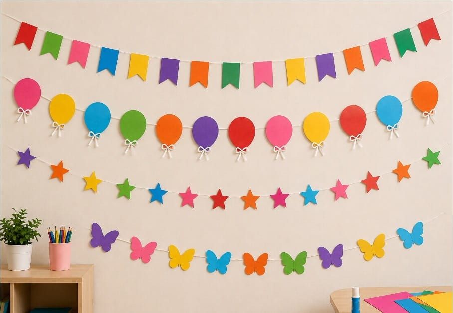 Colorful Paper Garland Craft for Kids' Classroom