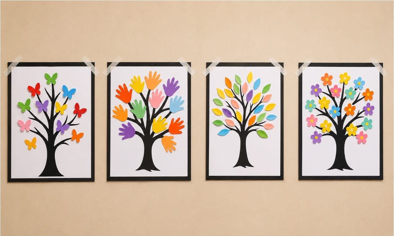 DIY Colorful Tree Wall Art Crafts for Kids