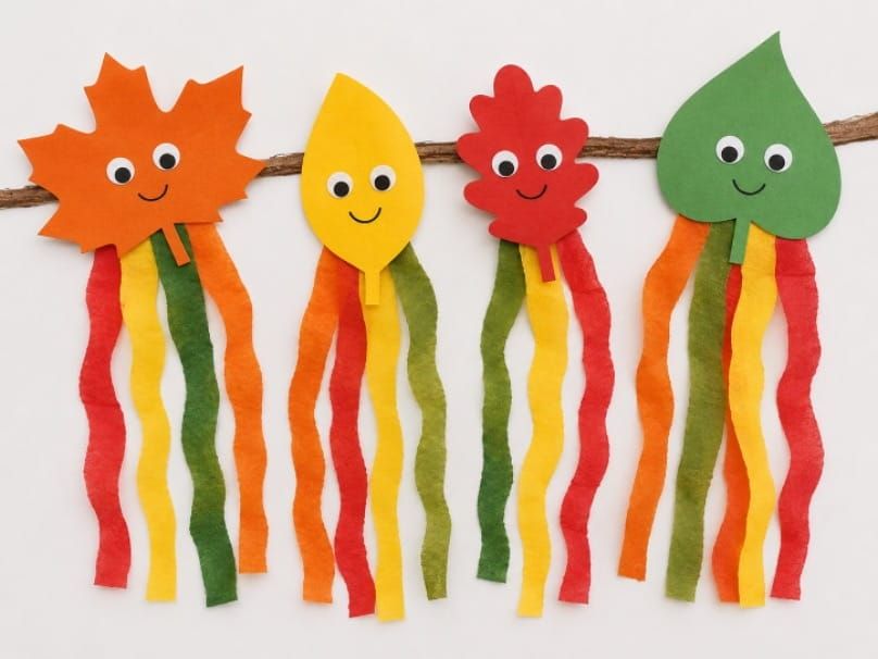 Colorful Autumn Leaf Hanging Crafts for Kids