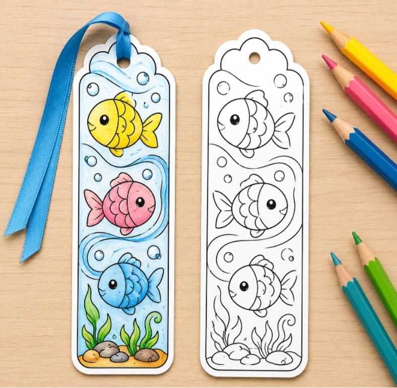 Colorful Bookmark Coloring Activity for Kids