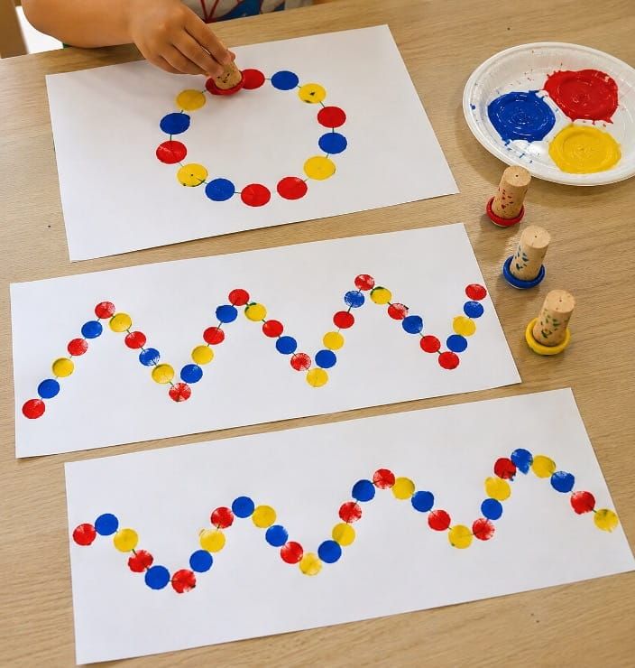 Colorful Cork Stamp Painting for Kids