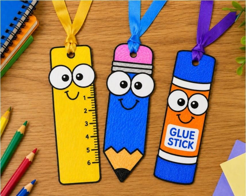 DIY School Supply Bookmark Craft for Kids