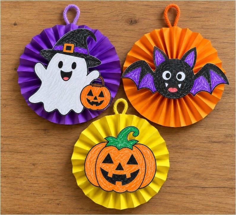 Easy Halloween Paper Rosette Crafts for Kids to Make
