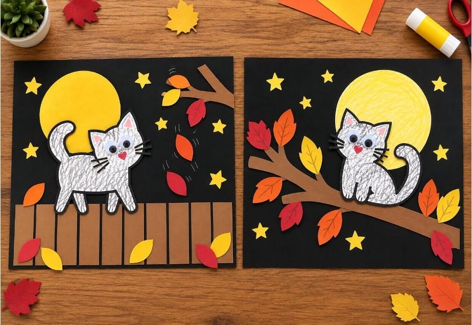Easy and Fun Fall Cat Paper Craft for Kids