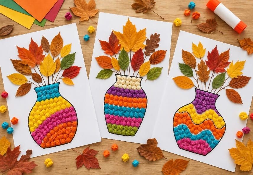 Easy Fall Leaves Vase Craft for Kids