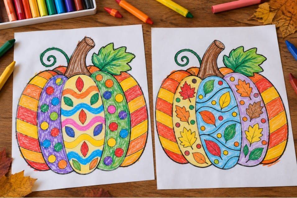 Easy Fall Pumpkin Coloring Pages for Kids to Print