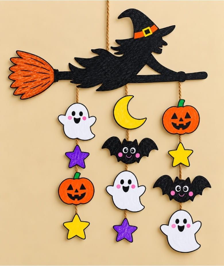 Easy Halloween Witch Mobile Craft for Kids