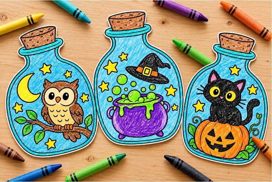Easy Halloween Potion Bottle Coloring Pages for Kids