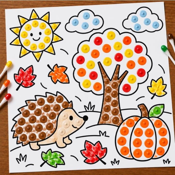 Easy Fall Scene Dot Painting Activity for Kids