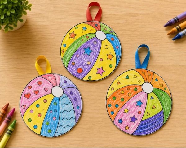 Printable Beach Ball hanging craft for Kids