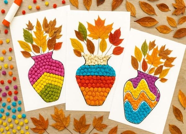 Simple Autumn Crafts for Kids: Easy Vase Art