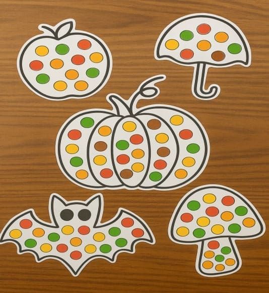 Easy Fall Crafts with Dot Sticker Templates