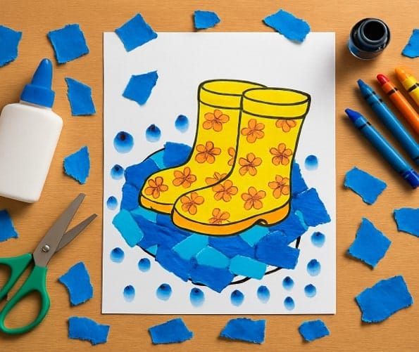 Easy Crafts for Kids: Boots in the Puddle Craft