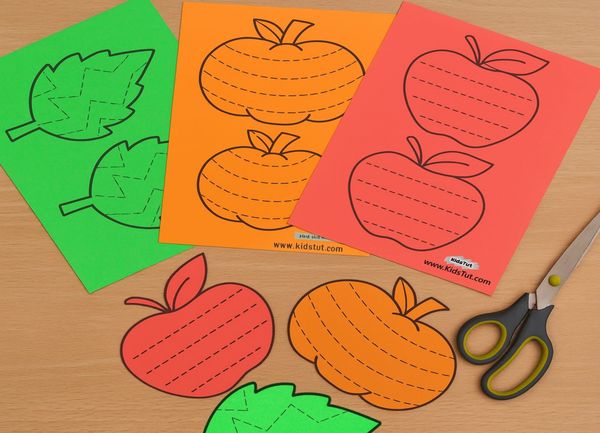 Simple Fall Cutting and Tracing Crafts for Kids