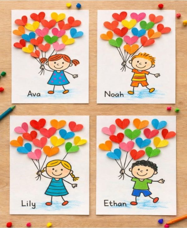 Mother's Day Kid Crafts: Easy Heart Balloons