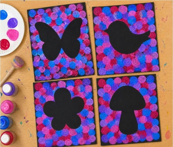 Easy Kids Stencil Painting Craft with Bright Colors