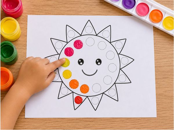 Colorful Summer Dot Painting Worksheets for Kids