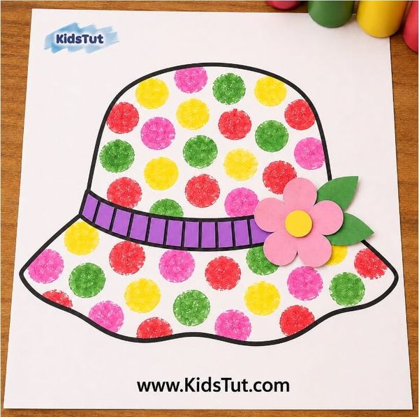 Colorful Summer Hat Dot Art for Kids