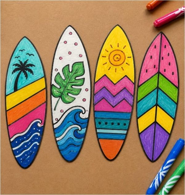 Printable Surfboard Coloring Pages for Kids