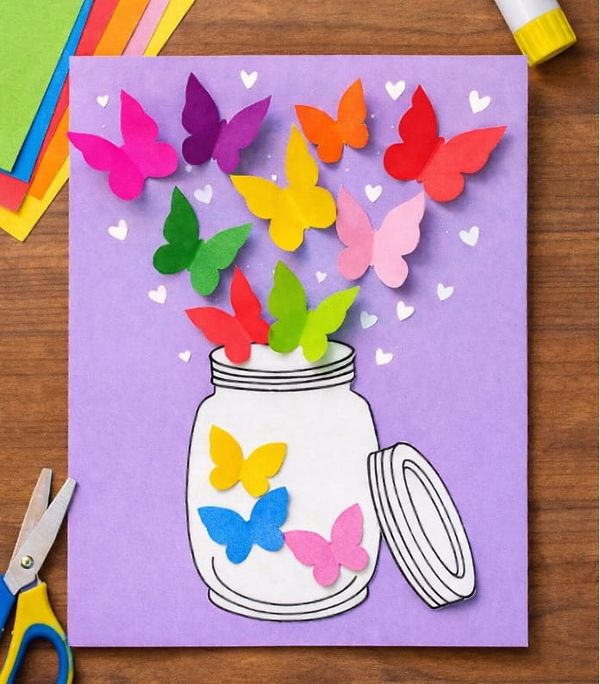 Colorful Paper Butterfly Jar Craft for Kids