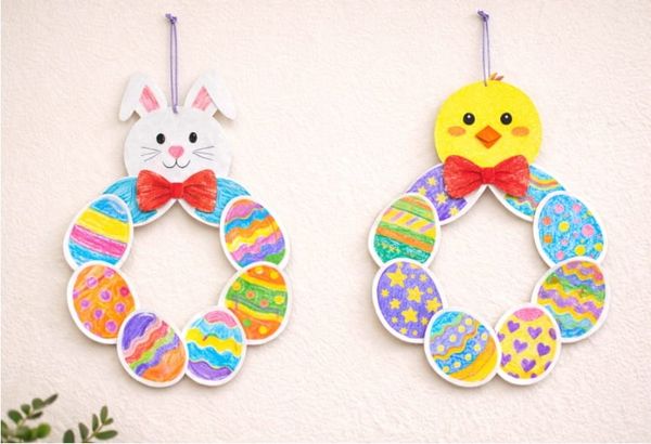 Easy Bunny & Chick Easter Egg Wreaths for Kids