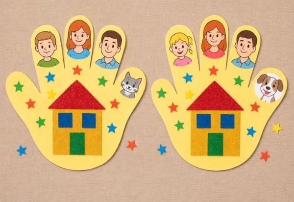 Easy Family Handprint House Craft for Kids