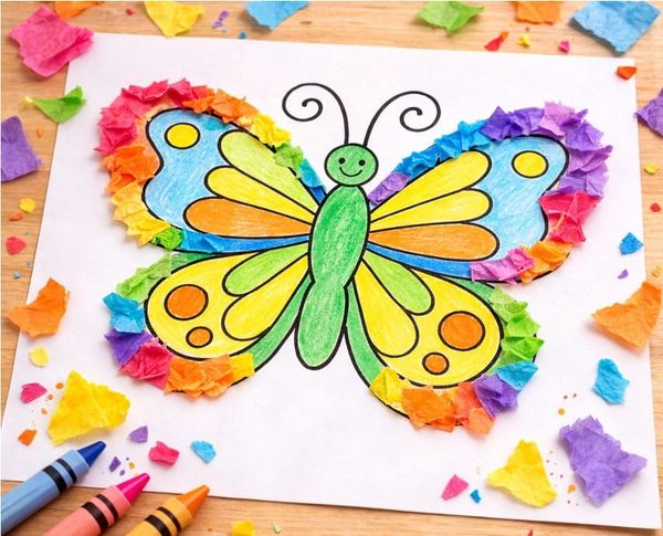 Easy Spring Rainbow Butterfly Craft for Kids