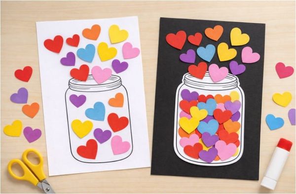 Easy Heart Jar Valentine Craft for Kids to Make
