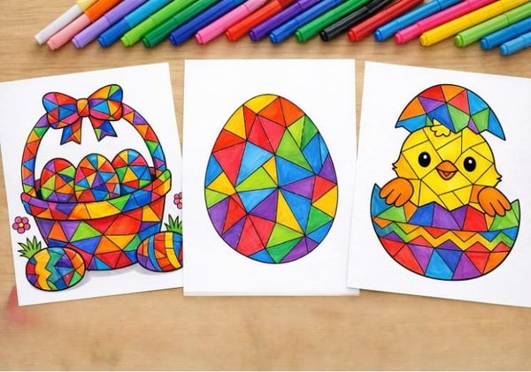 Easy Geometric Easter Coloring Pages for Kids