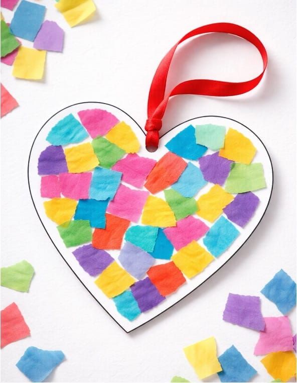 Easy Tissue Paper Heart Craft for Kids to Make