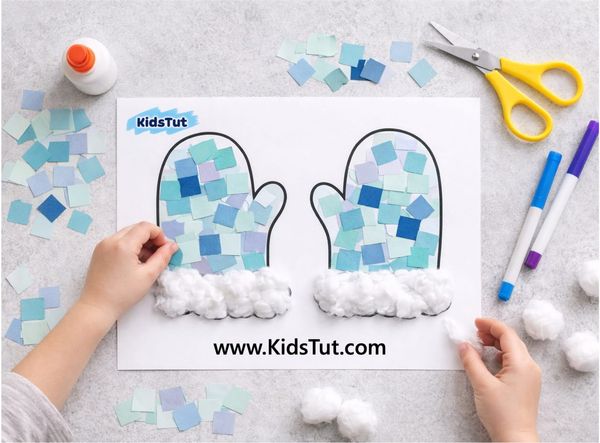 Easy Winter Paper Craft for Kids with cottons