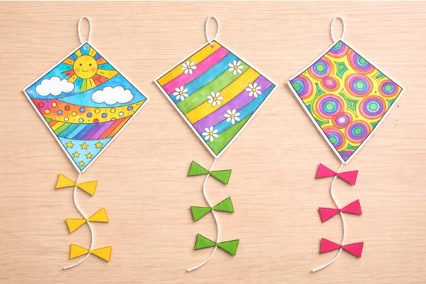 Easy DIY Colorful Paper Kite Craft for Kids