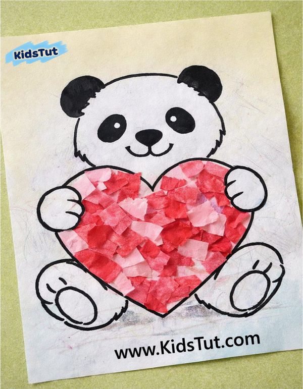 Animal Heart Craft for Kids with Torn Paper
