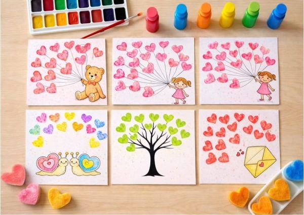 Easy Heart Sponge Stamping Ideas for Kids