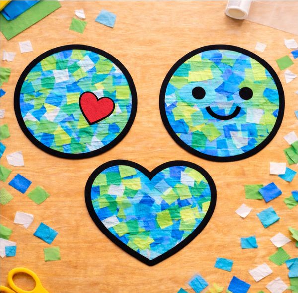 Easy Earth Day Kids Craft: Tissue Paper Earth Art
