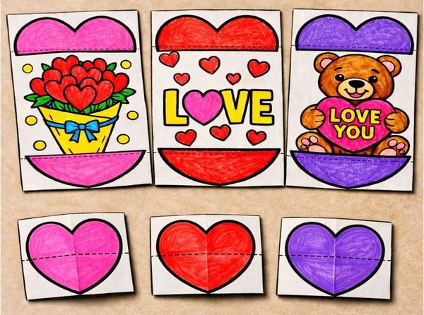 Valentine Heart Surprise Craft: Fold and Reveal