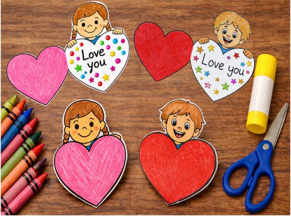 Easy Valentine Kids Craft: Love You Hearts
