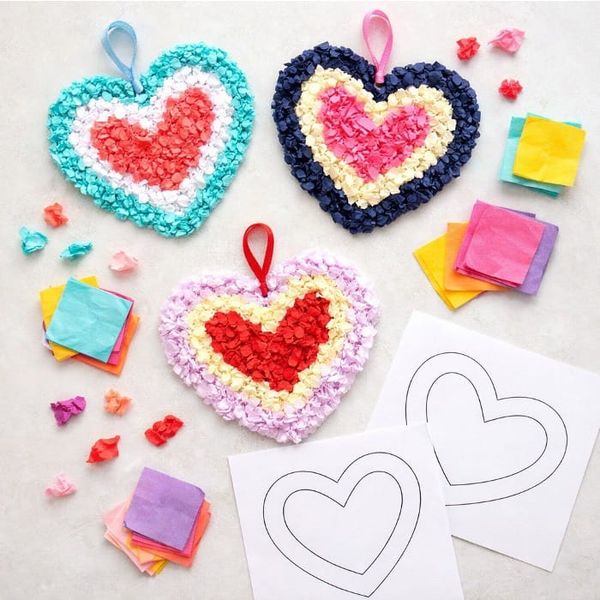 Easy Tissue Paper Heart Craft for Kids