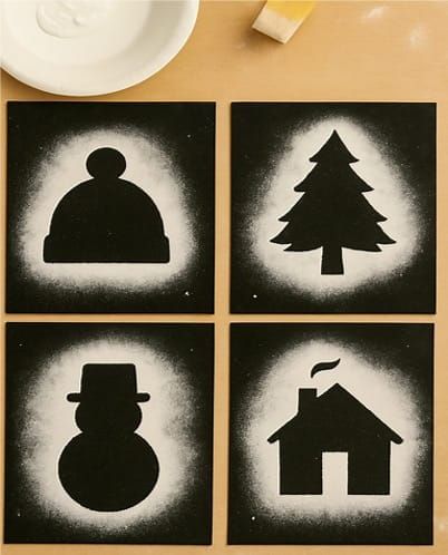 Easy Winter Silhouette Stencil Art for Kids