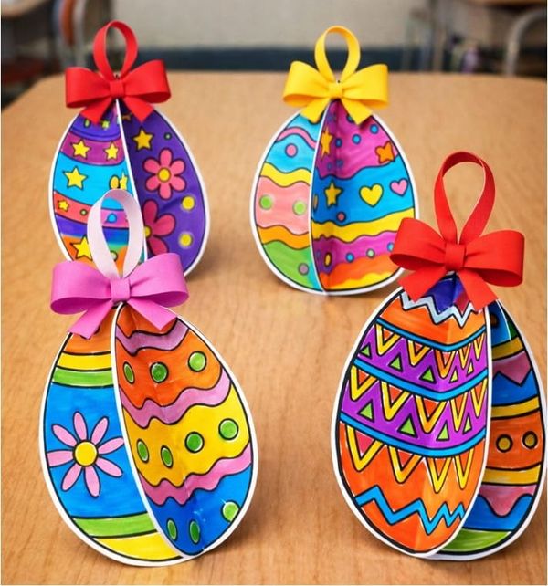 Easy 3D Paper Easter Egg Decoration Craft for kids