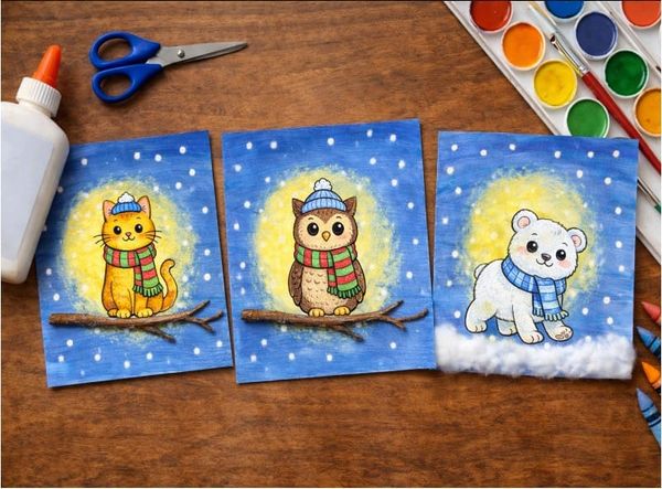 Easy Winter Animal Drawing Craft for Kids