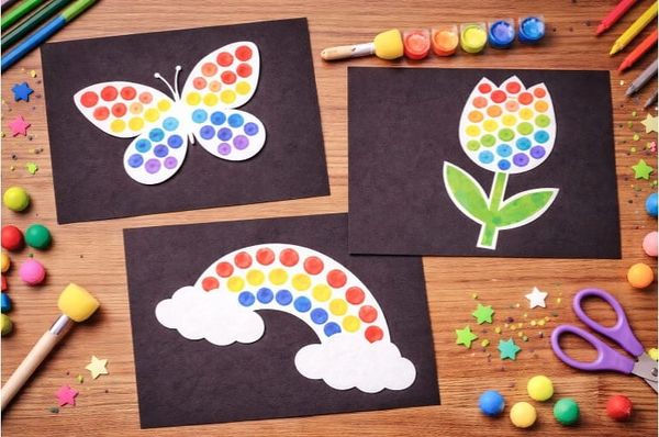 Easy Spring Rainbow Dot Painting Craft for Kids