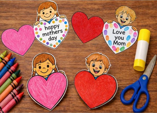 Mother’s Day Crafts for Kids with Heart Cards