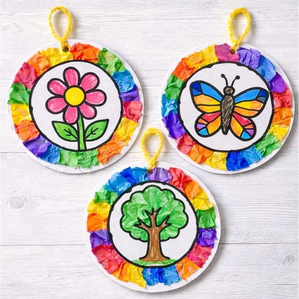 Easy Spring Rainbow Tissue Paper Craft for Kids