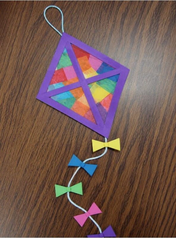 Colorful Summer Tissue Paper Kite Craft for Kids