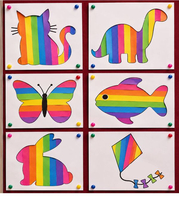 Easy Rainbow Paper Strips Crafts for Kids